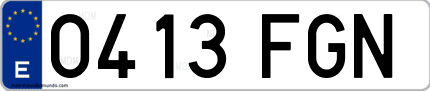 Ejemplo de matrícula de coche ordinaria 0413 FGN