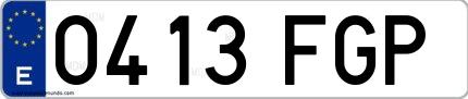 Ejemplo de matrícula española 0413 FGP