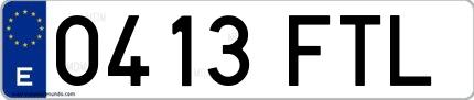 Ejemplo de matrícula española 0413 FTL