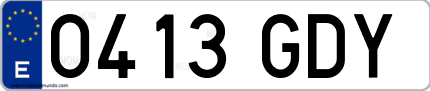 Ejemplo de matrícula de coche ordinaria 0413 GDY