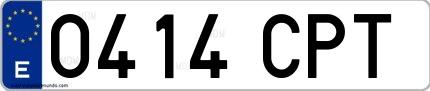Ejemplo de matrícula española 0414 CPT