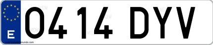 Ejemplo de matrícula española 0414 DYV