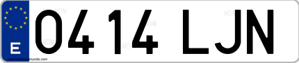 Ejemplo de matrícula de coche ordinaria 0414 LJN