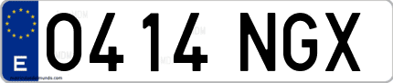 Ejemplo de matrícula de coche ordinaria 0414 NGX