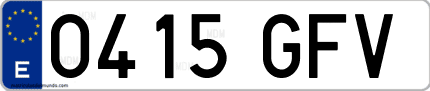 Ejemplo de matrícula de coche ordinaria 0415 GFV