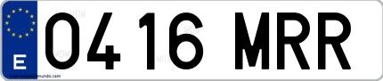 Ejemplo de matrícula española 0416 MRR