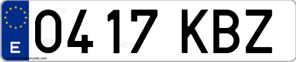 Ejemplo de matrícula de coche ordinaria 0417 KBZ