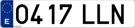 Ejemplo de matrícula española 0417 LLN