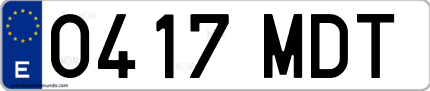 Ejemplo de matrícula de coche ordinaria 0417 MDT