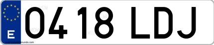 Ejemplo de matrícula española 0418 LDJ