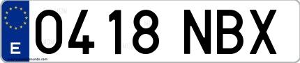 Ejemplo de matrícula española 0418 NBX