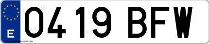Ejemplo de matrícula española 0419 BFW