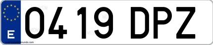 Ejemplo de matrícula española 0419 DPZ