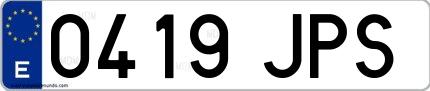 Ejemplo de matrícula española 0419 JPS