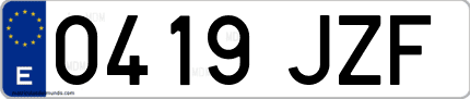 Ejemplo de matrícula de coche ordinaria 0419 JZF