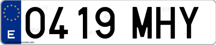 Ejemplo de matrícula de coche ordinaria 0419 MHY