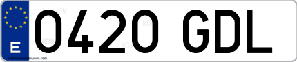 Ejemplo de matrícula de coche ordinaria 0420 GDL
