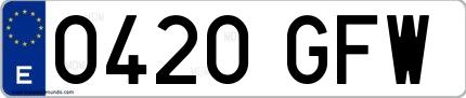 Ejemplo de matrícula española 0420 GFW