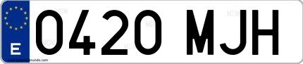 Ejemplo de matrícula española 0420 MJH