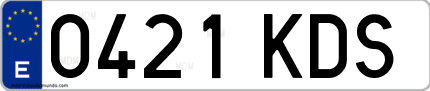 Ejemplo de matrícula de coche ordinaria 0421 KDS
