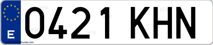 Ejemplo de matrícula de coche ordinaria 0421 KHN