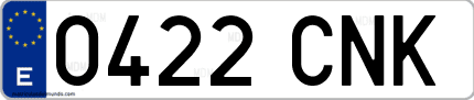 Ejemplo de matrícula de coche ordinaria 0422 CNK