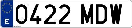 Ejemplo de matrícula española 0422 MDW