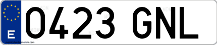 Ejemplo de matrícula de coche ordinaria 0423 GNL