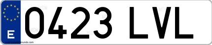 Ejemplo de matrícula española 0423 LVL
