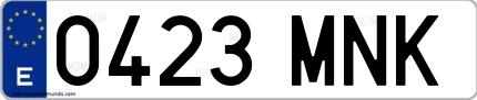 Ejemplo de matrícula española 0423 MNK