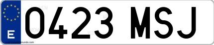 Ejemplo de matrícula española 0423 MSJ