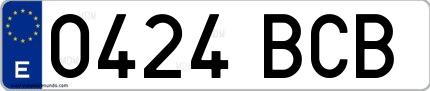 Ejemplo de matrícula española 0424 BCB