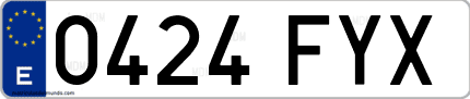Ejemplo de matrícula de coche ordinaria 0424 FYX