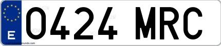 Ejemplo de matrícula española 0424 MRC