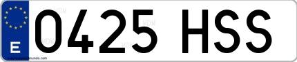 Ejemplo de matrícula española 0425 HSS