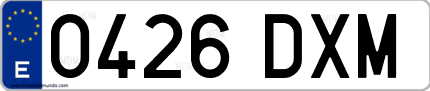 Ejemplo de matrícula de coche ordinaria 0426 DXM