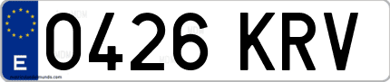 Ejemplo de matrícula de coche ordinaria 0426 KRV