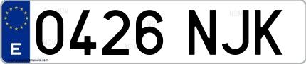Ejemplo de matrícula española 0426 NJK