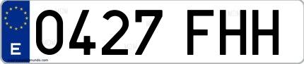 Ejemplo de matrícula española 0427 FHH