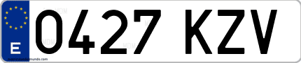 Ejemplo de matrícula de coche ordinaria 0427 KZV