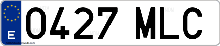 Ejemplo de matrícula de coche ordinaria 0427 MLC