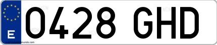 Ejemplo de matrícula española 0428 GHD