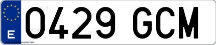 Ejemplo de matrícula española 0429 GCM