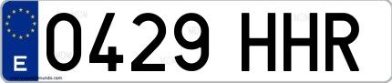 Ejemplo de matrícula española 0429 HHR