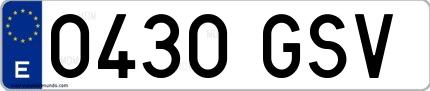 Ejemplo de matrícula española 0430 GSV
