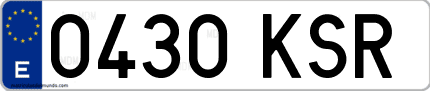 Ejemplo de matrícula de coche ordinaria 0430 KSR
