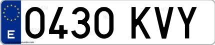 Ejemplo de matrícula española 0430 KVY