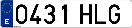 Ejemplo de matrícula de coche ordinaria 0431 HLG