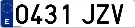 Ejemplo de matrícula española 0431 JZV