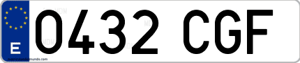 Ejemplo de matrícula de coche ordinaria 0432 CGF